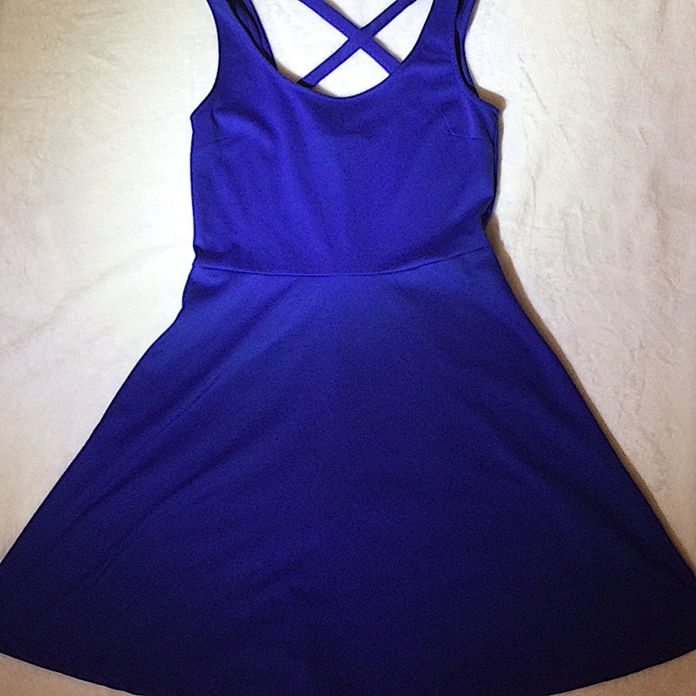 H & M Blue Criss Cross Strap Casual Midi Dress